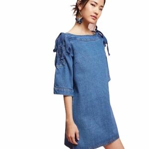 Mauve Anthro denim lace up dress small EUC